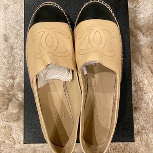 Chanel Espadrilles Lambskin Beige/Black size 41